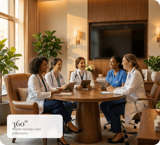 Women clinicians collaborating around a table